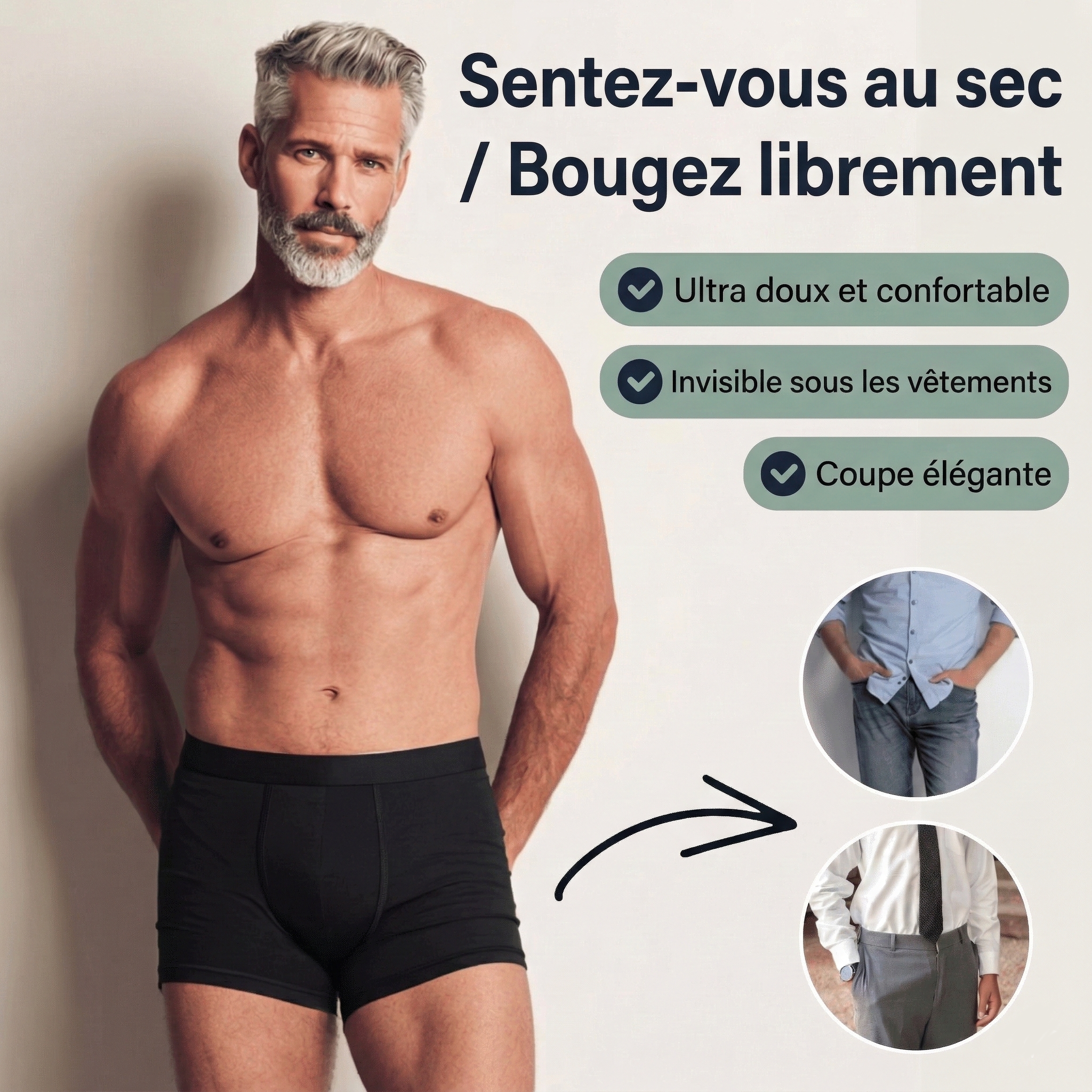 Boxer Serenis™️ Sous-vêtement absorbant discret contre les fuites urinaires